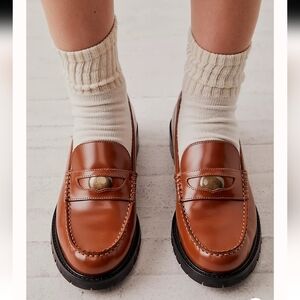 Free people euc bronze loafers